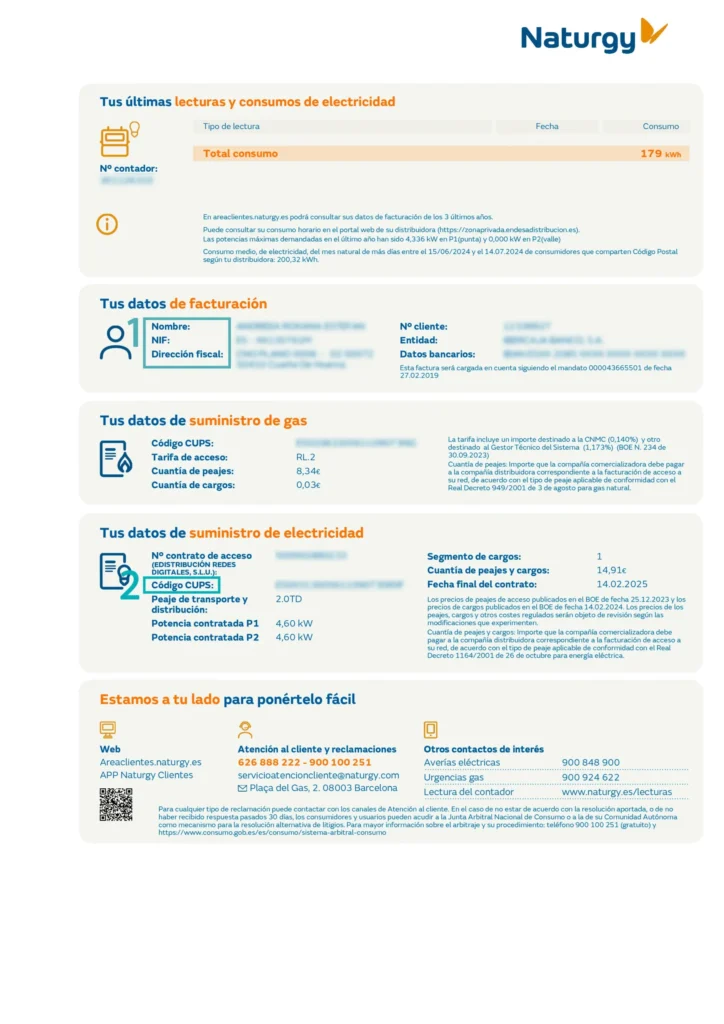 factura de la luz ejemplo 2024