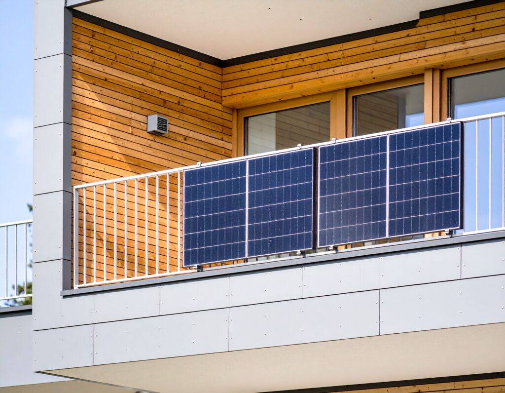 firefly primer plano de un moderno balcon de un edificio residencial. el balcon esta equipado 927617.jpg