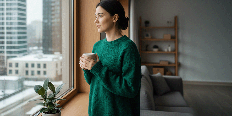 mujer en una ventana